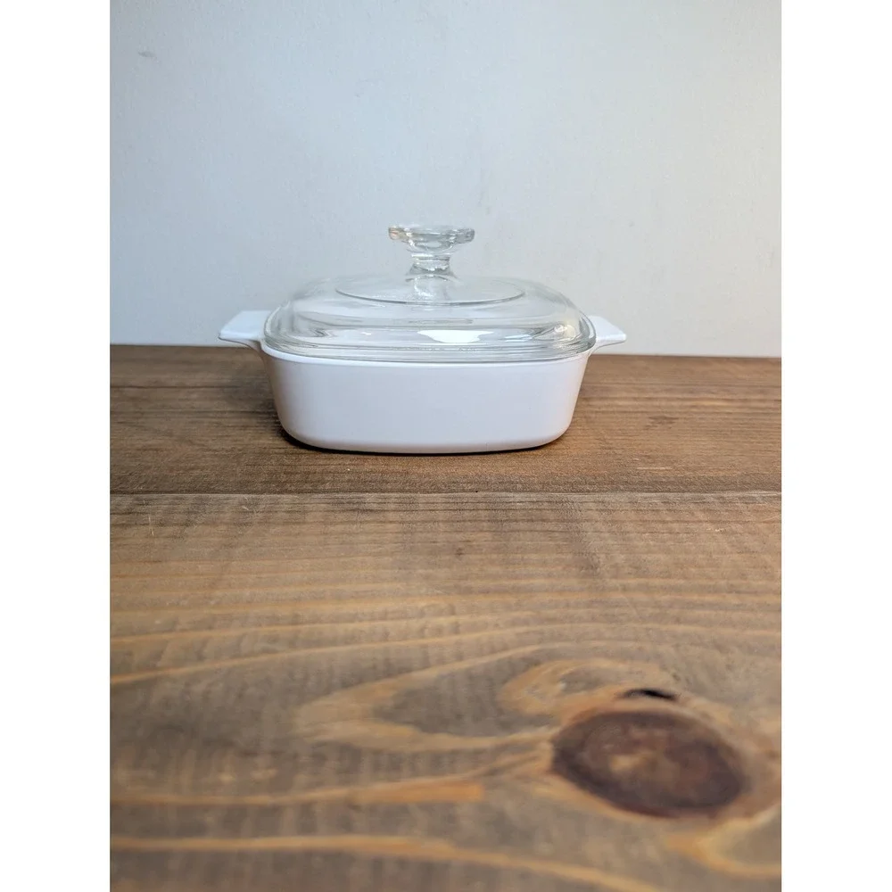 Corning Ware A-1-B 1L White Square Vtg Casserole Dish Pyrex A7C Glass Lid USA